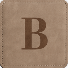Load image into Gallery viewer, Custom Initial Faux Leather Coaster- Set of 6