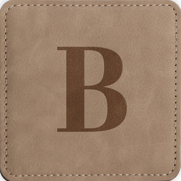 Custom Initial Faux Leather Coaster- Set of 6
