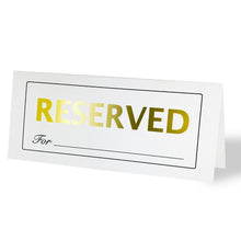 Load image into Gallery viewer, Foil Reserved Tent Card- Packs of 100 - Impress Prints