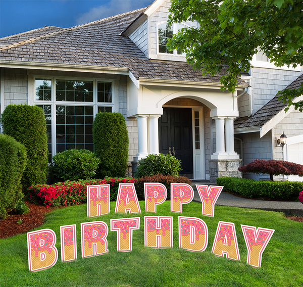 Happy Birthday Single Letters Lawn Signs