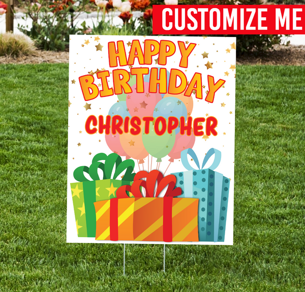 Happy Birthday Gift Lawn Sign - Impress Prints