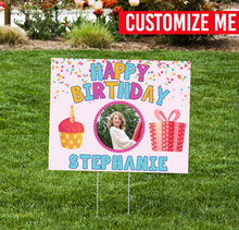 Load image into Gallery viewer, Birthday Lawn Sign with Photo - Impress Prints