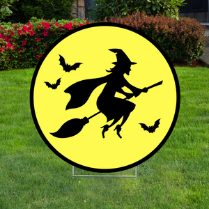 Moon and Witch Halloween Lawn Sign