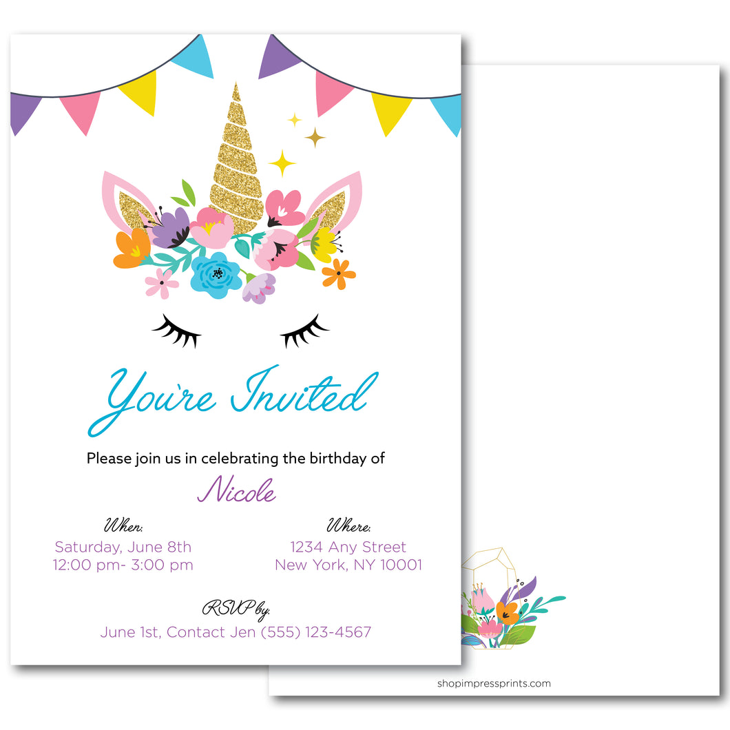 Unicorn Invitation - Impress Prints