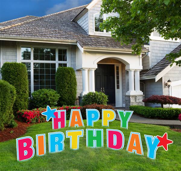 Happy Birthday Single Letters Lawn Signs - Impress Prints
